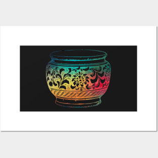 Rainbow abstract flower design on a pot 08 Posters and Art